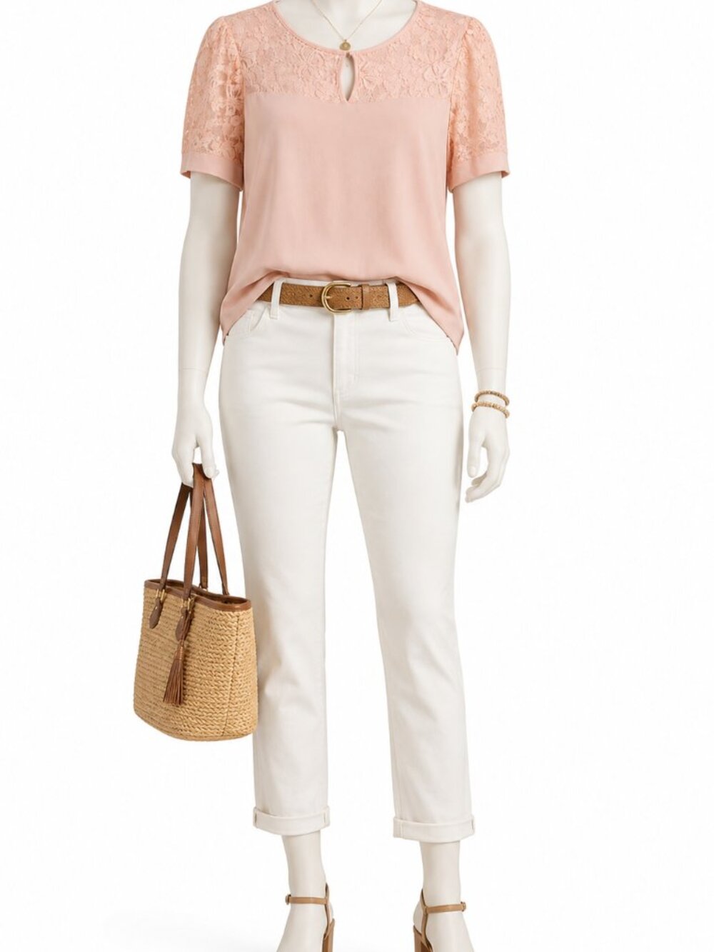 🌸 NY Collection Blush Pink Lace Blouse – Size L – Excellent Condition 🌸